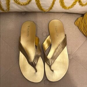 Talbots Gold Metallic Sandals Classic Summer Style